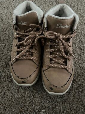 Skechers womens Brown Lace-Up High Top Sneakers